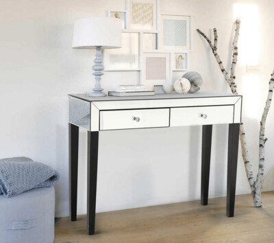 Faustina Mirrored Console Table 2 Drawers