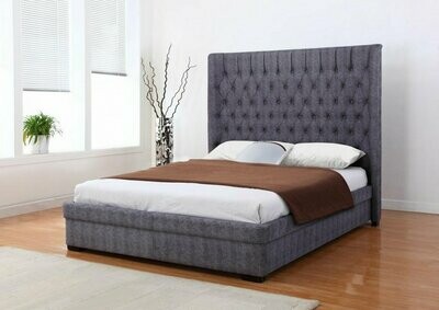 Eugenie Dark Grey Linen King Size Bed