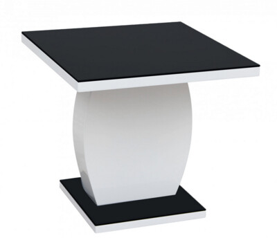 Eloise Black High Gloss with Black Painted Glass Top Lamp Table