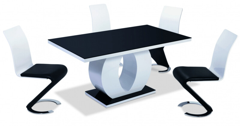 Eloise Black High Gloss with Black Painted Glass Top 160cm Dining Table