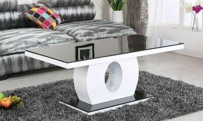 Eloise Black High Gloss with Black Painted Glass Top Coffee Table