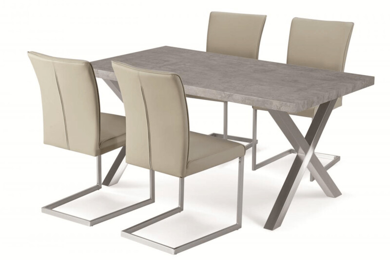 Helena 160cm Stone Effect with Brush Stainless Steel Dining Table