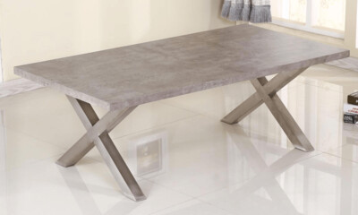 Helena 130cm Stone Effect with Brush Stainless Steel Coffee Table
