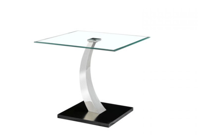 Pasha Glass Chrome Leg Black Base Lamp Table