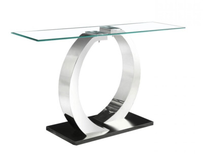 Pasha Glass Chrome Leg Black Base Console Table