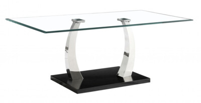 Pasha Glass Chrome Leg Black Base 120cm Coffee Table