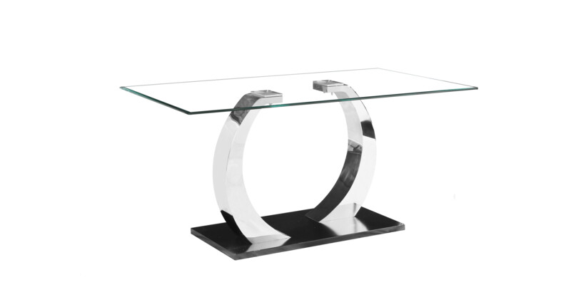 Pasha Glass Chrome Leg Black Base 160cm Dining Table