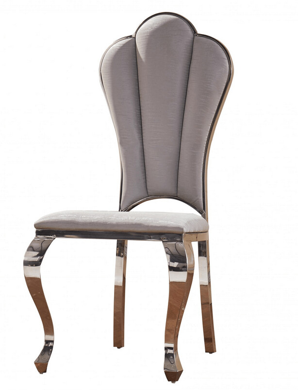 Serena Dining Chair X2 Grey Fabric with Stainless Steel Leg (PAIR)