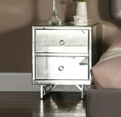 Ashley Mirrored Bedside 2 Drawers Table