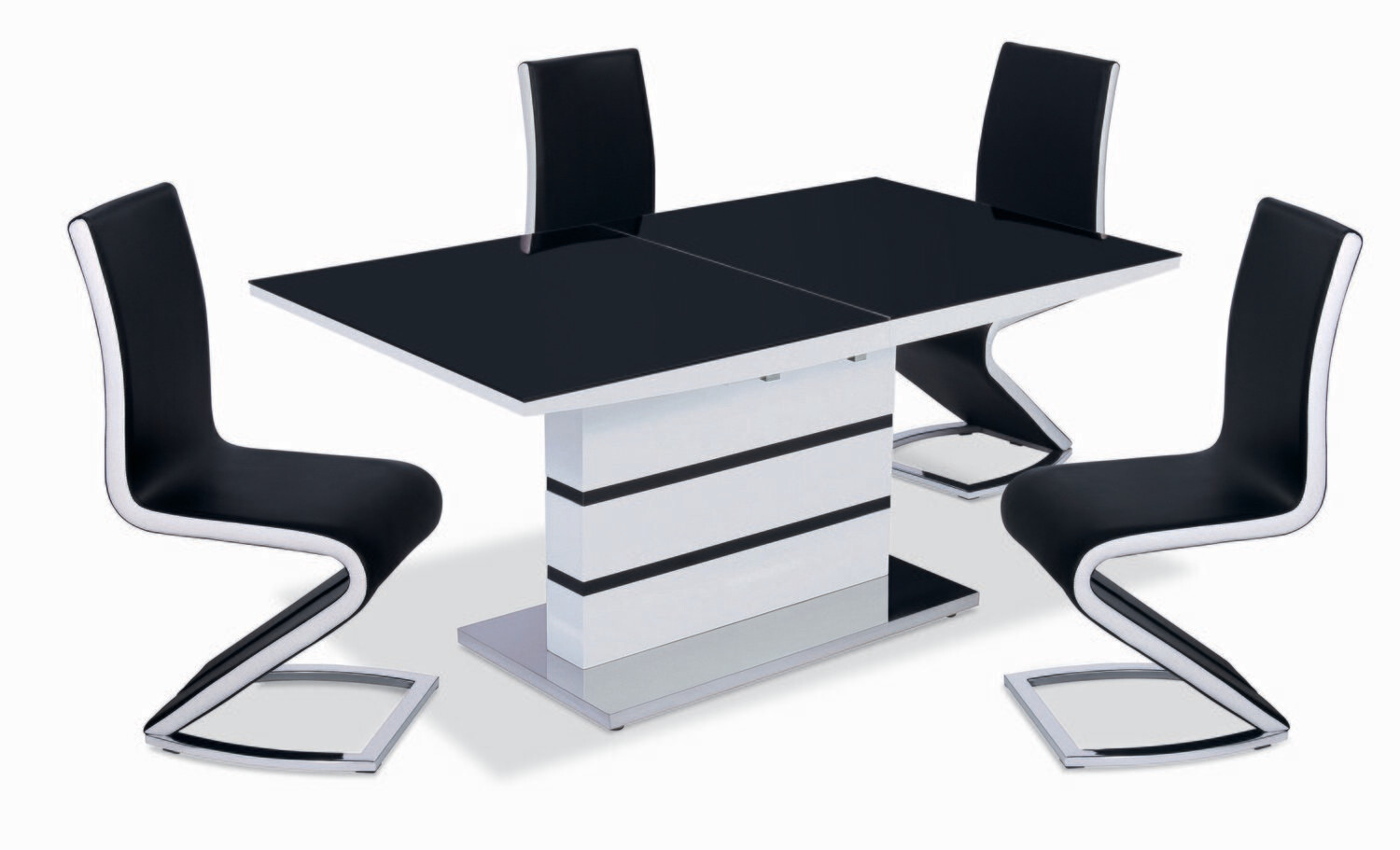 Alderley Extending High Gloss Black & White 160cm Dining Table
