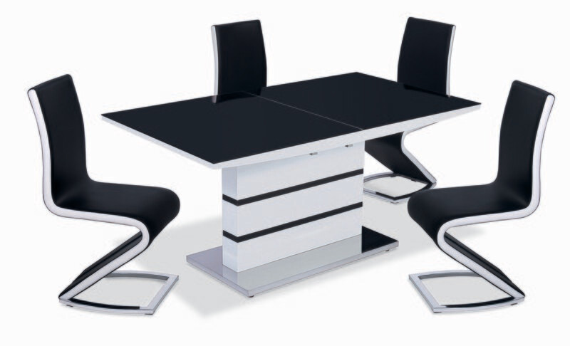 Alderley Extending High Gloss Black & White 160cm Dining Table