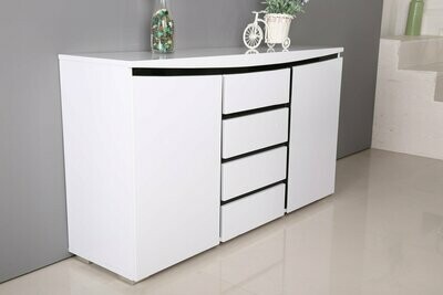 Lyon White High Gloss Sideboard 2 Door 4 Drawer