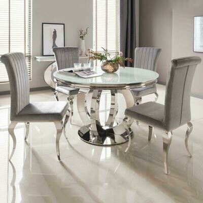 Odelia 130cm White Glass Round Dining Table