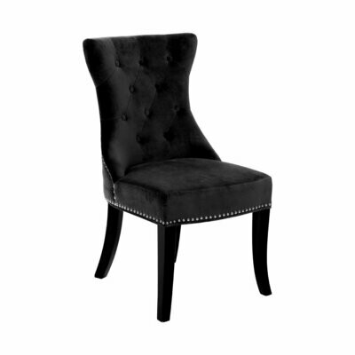 Vivian Black Luxury Quilted Velvet Knockerback Dining Chair (x2)