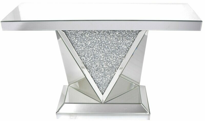 Empire Diamond Crush Triangle Mirrored Console Table Empire Diamond Crush Triangle Mirrored Console Table