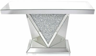 Empire Diamond Crush Triangle Mirrored Console Table