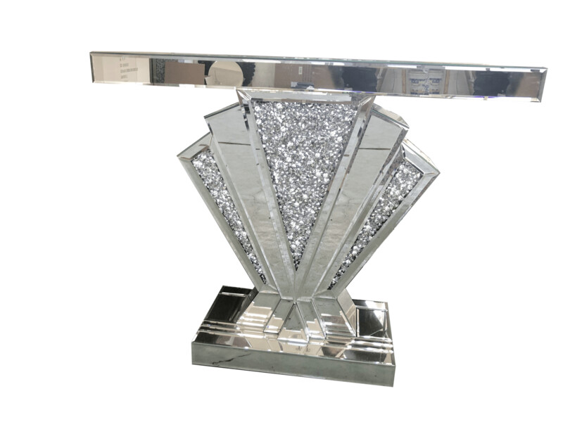 Oyster Diamond Crush Mirrored Console Table Oyster Diamond Crush Mirrored Console Table