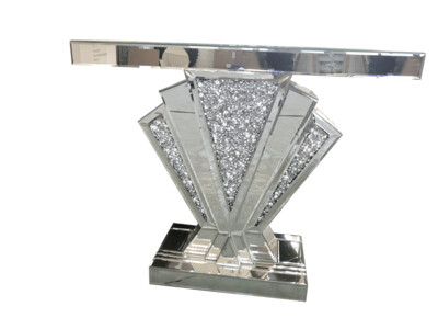 Oyster Diamond Crush Mirrored Console Table