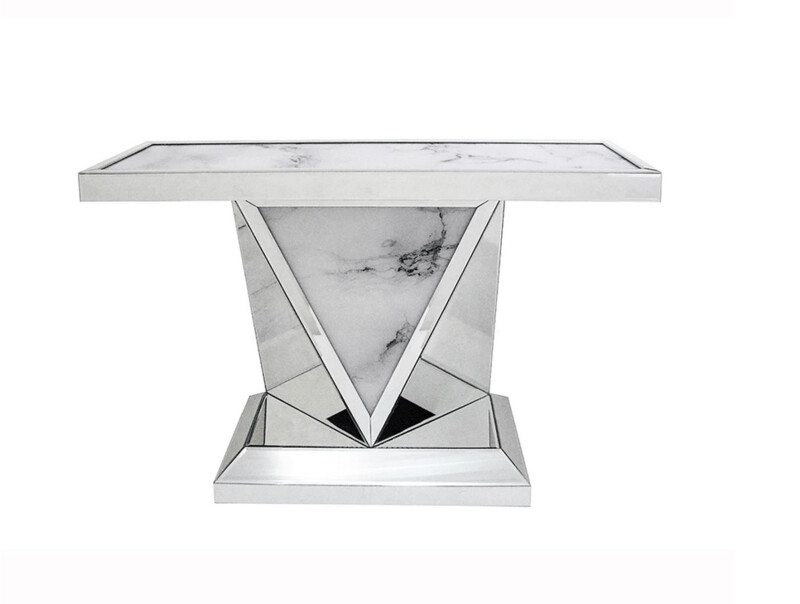Empire Marble Mirrored Triangle Console Table Empire Marble Mirrored Triangle Console Table