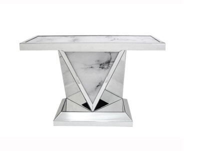 Empire Marble Mirrored Triangle Console Table