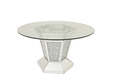 Empire Round 135cm Diamond Crush Glass Dining Table