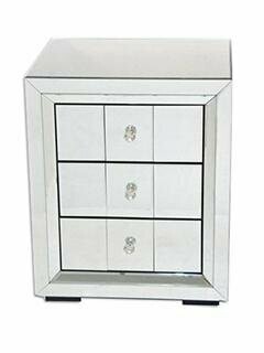 Emperor Mirrored Glass 3 Drawer Bedside Cabinet