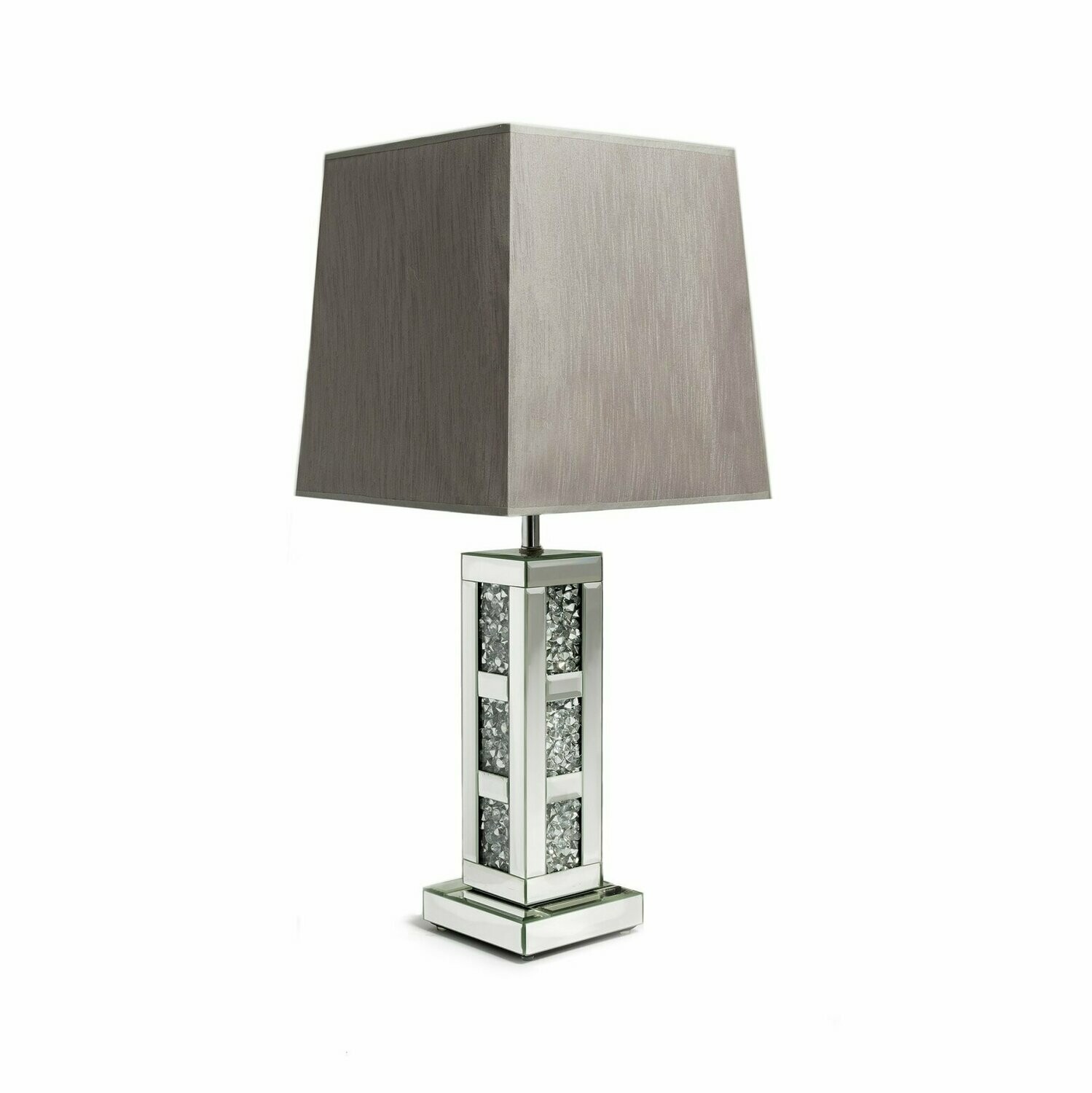 Roman Bar Diamond Crush Mirrored Glass Table Lamp