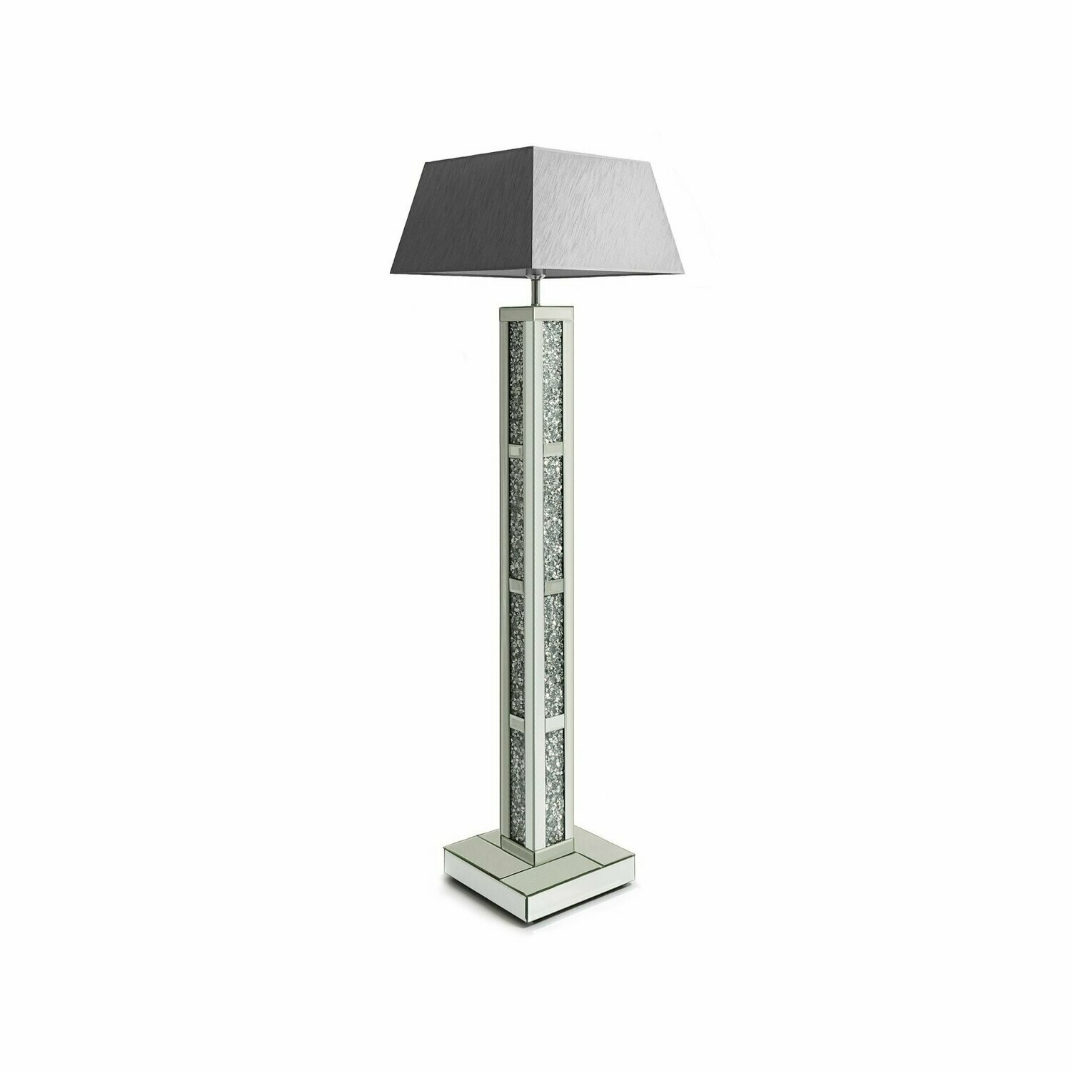 Roman Bar Diamond Crush Mirrored Glass Floor Lamp