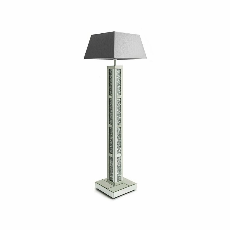 Roman Bar Diamond Crush Mirrored Glass Floor Lamp Roman Bar Diamond Crush Mirrored Glass Floor Lamp