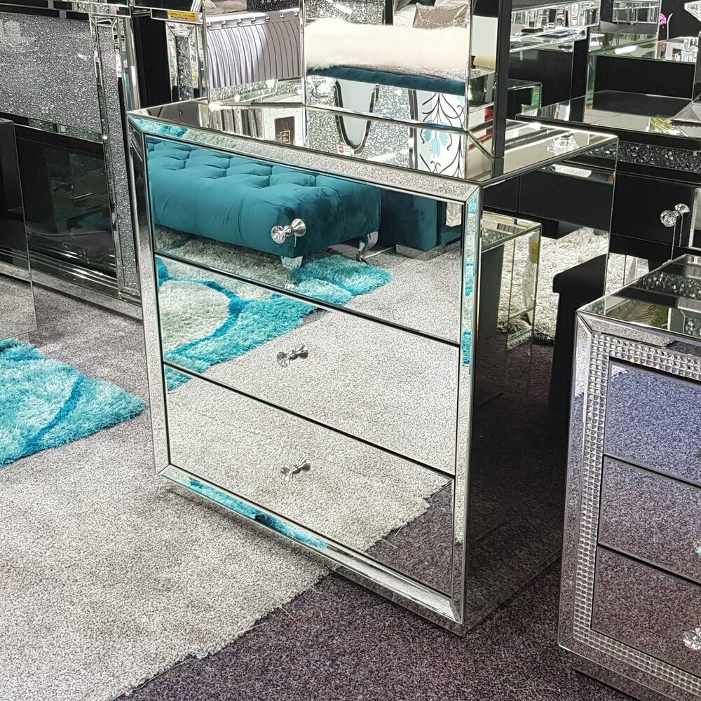 Yasmina Mirrored Glass Chest of Drawers