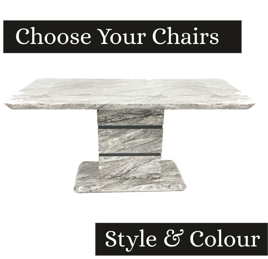 Rosia 160cm Marble Effect Dining Table Set