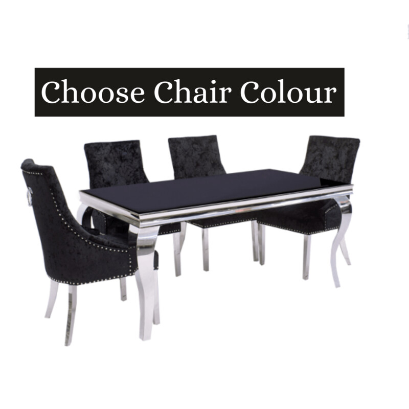 Laveda 200cm Black Glass + Belle Knockerback Chairs Dining Table Set