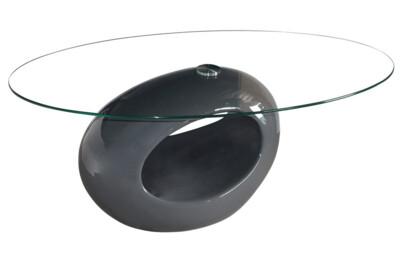 110cm Viva Glass Coffee Table Grey High Gloss Fibre