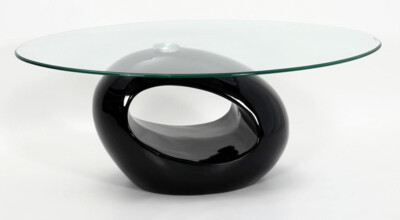 110cm Viva Glass Coffee Table Black High Gloss Fibre