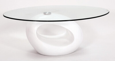 110cm Viva Glass Coffee Table White High Gloss Fibre