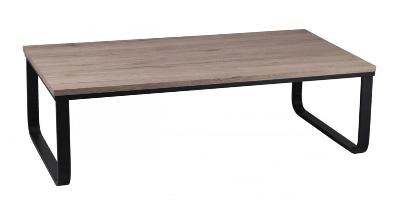 105cm Felixstowe Coffee Table Wood Effect with Black Metal Legs​