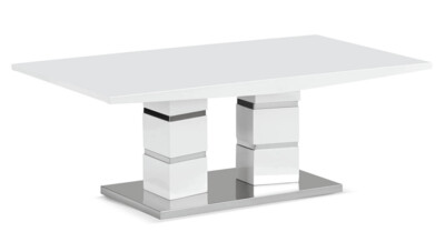 120cm Javelle White Gloss & Stainless Steel Coffe Table