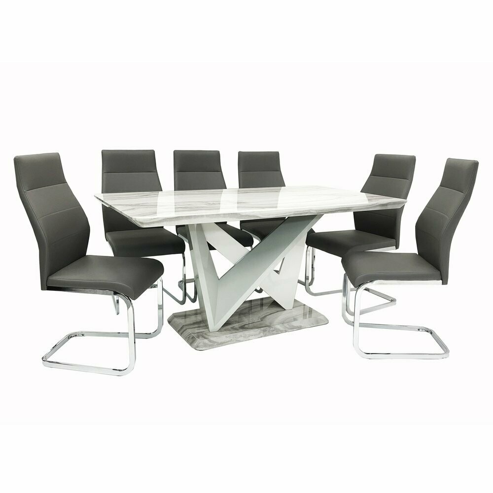 Gloria 160cm Marble Effect Dining Table Set