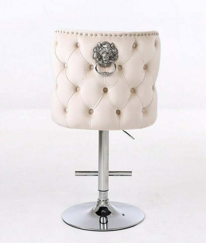 Cambridge Quilted Lion Knockerback Mink Velvet Bar Stool