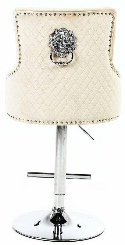 Avery Quilted Lion Knockerback Mink Velvet Bar Stool