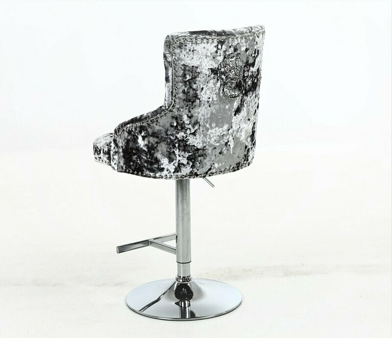 Avery Lion Knockerback Crushed Velvet Bar Stool