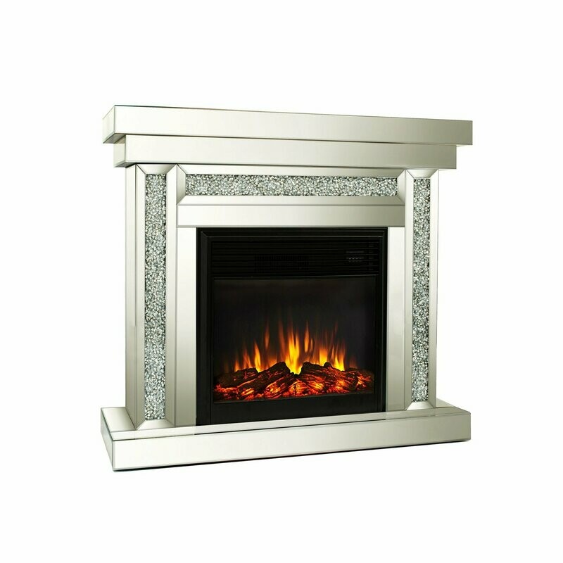 Roma Diamond Crush Mirrored Fireplace