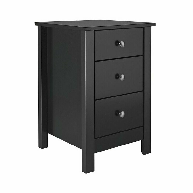 Santorini 3 Drawer Bedside Cabinet Black