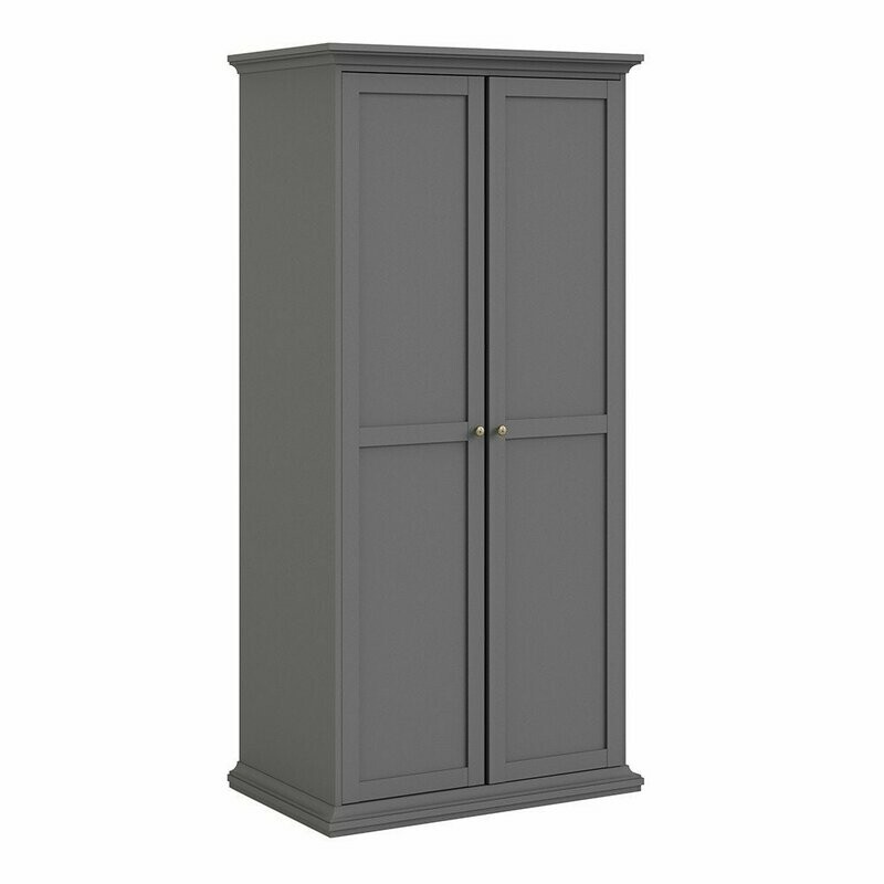 Paris Louvre Wardrobe 2 Doors Grey Wood