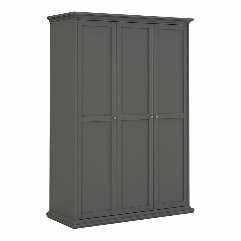Paris Louvre Wardrobe 3 Doors Grey Wood