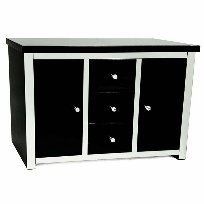 Camden Black Glass Mirrored Sideboard