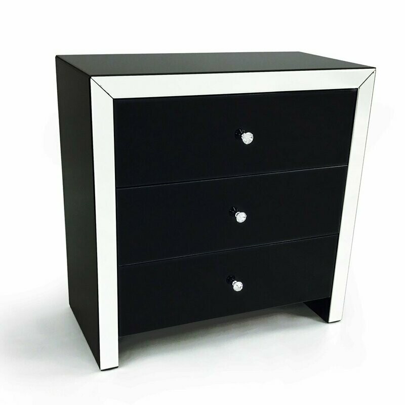 Camden Black Glass Mirrored Chest of Dawers