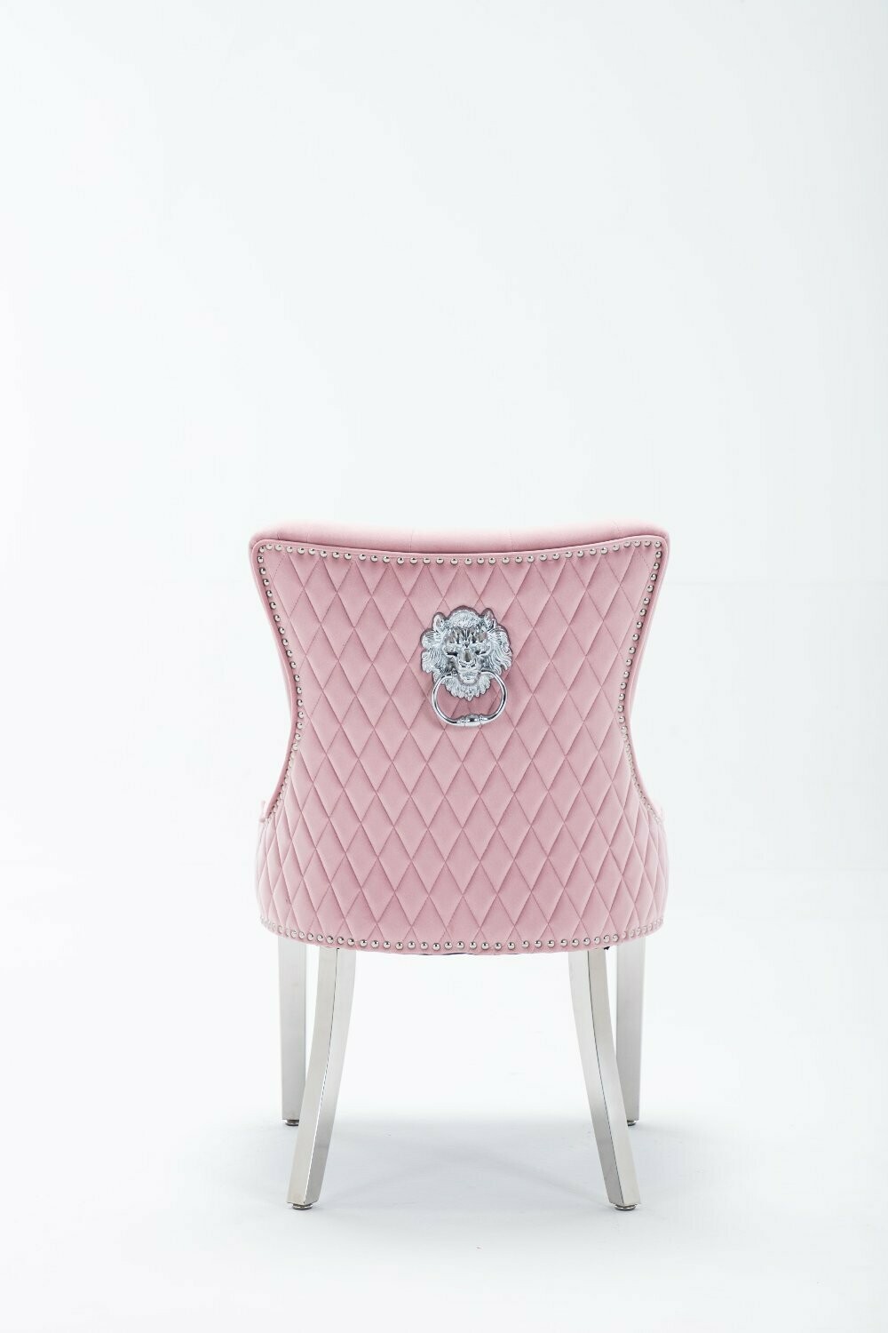 Royale Quilted Lion Knockerback Pink Velvet Dining Chair