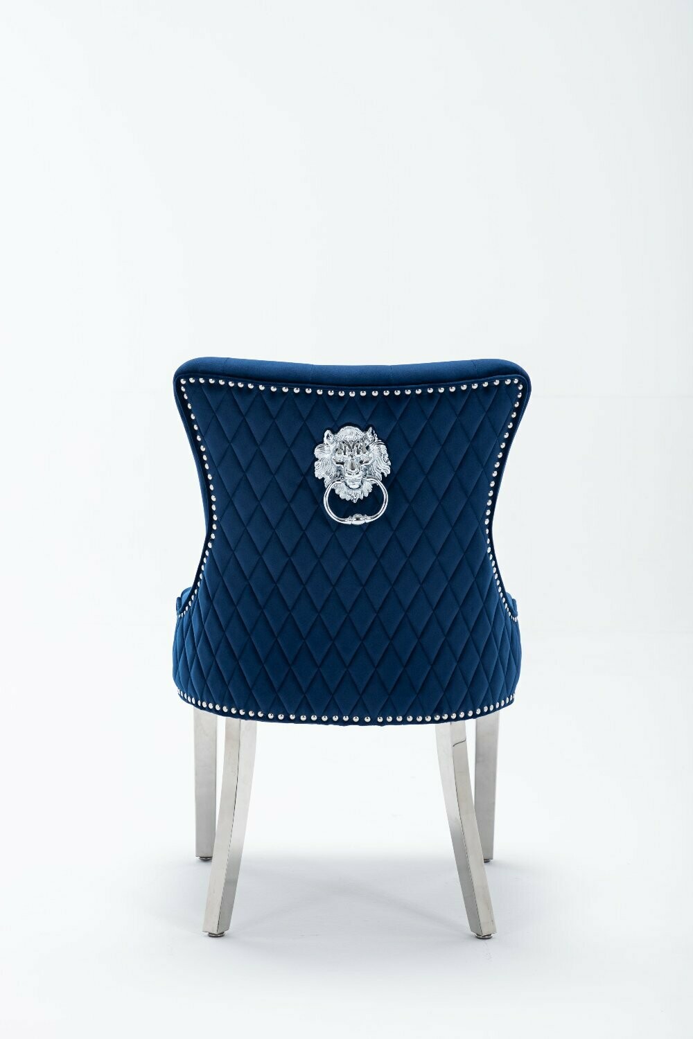 Royale Quilted Lion Knockerback Blue Velvet Dining Chair
