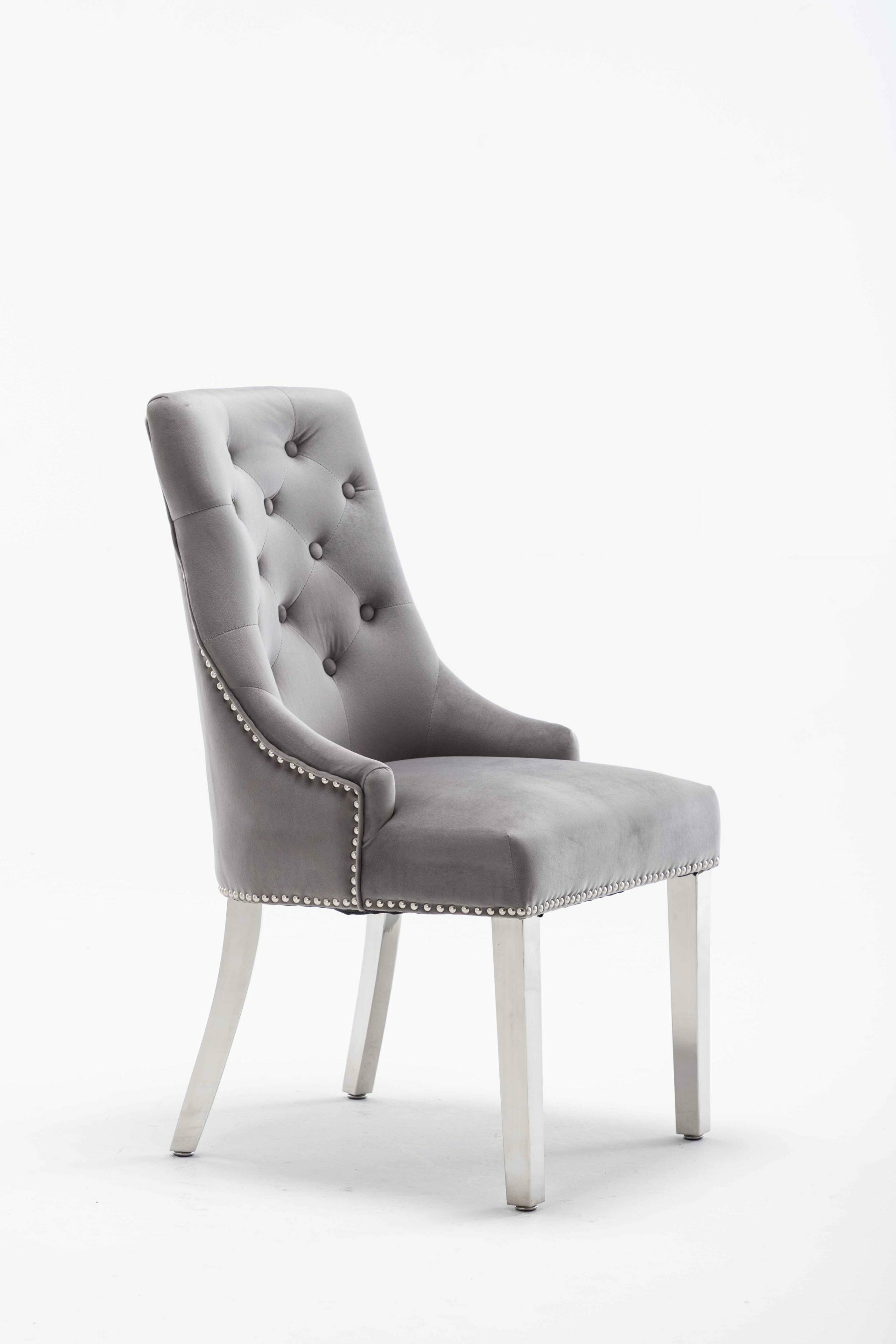 Canterbury Light Grey Luxury Velvet Knockerback Dining Chair